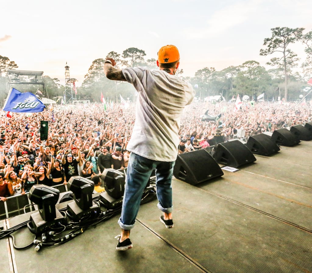 Mac Miller gets the crowd pumped up on a Saturday afternoon at Okeechobee Music and Arts Festival